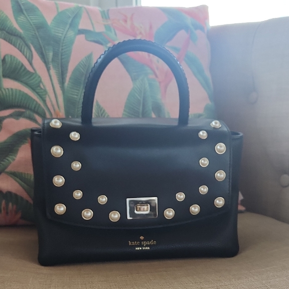 kate spade Handbags - Kate Spade Black Satchel with Pearl Accents